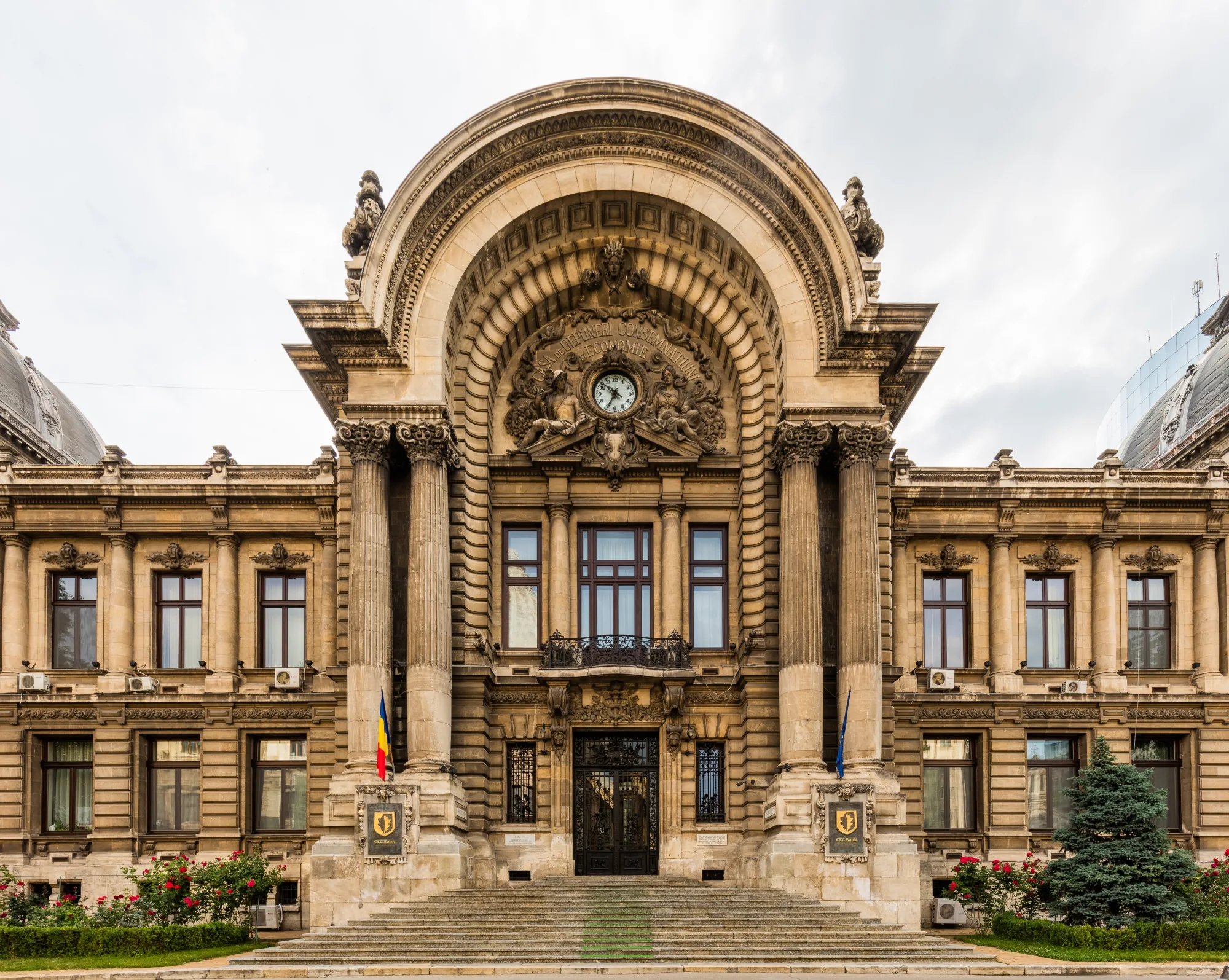 The domed CEC Palace in Bucharest