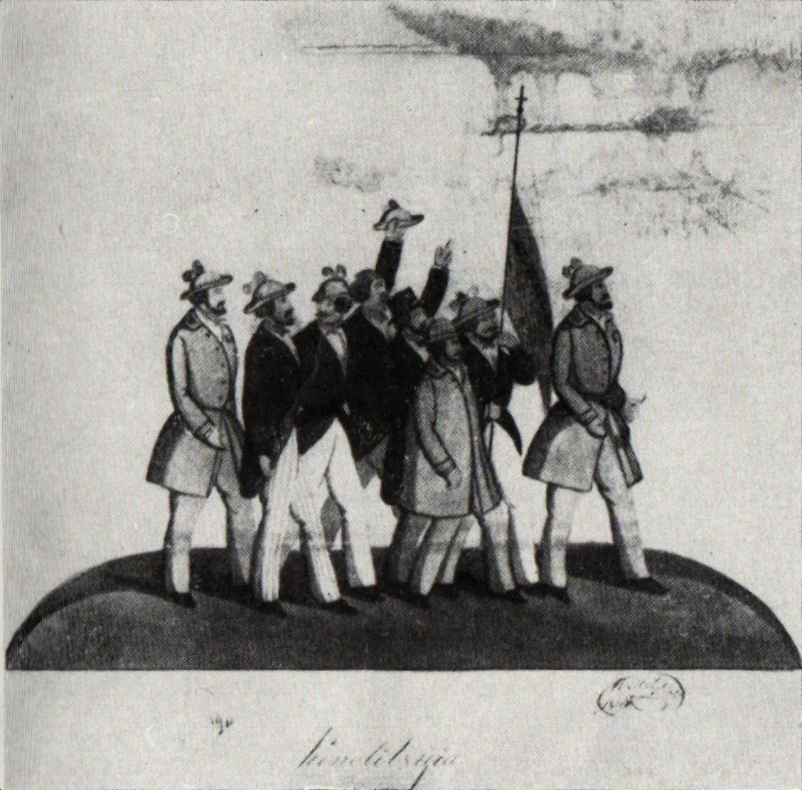 Moldavian and Wallachian students demonstrating in Paris in 1848